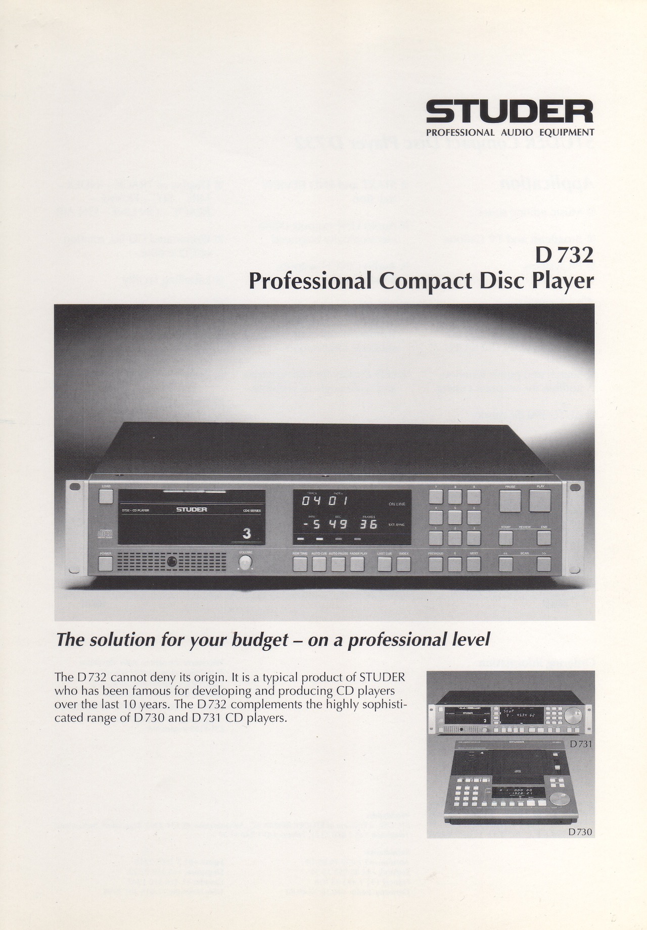 STUDER D730 D731 オリジナルサービスマニュアル 訳あり