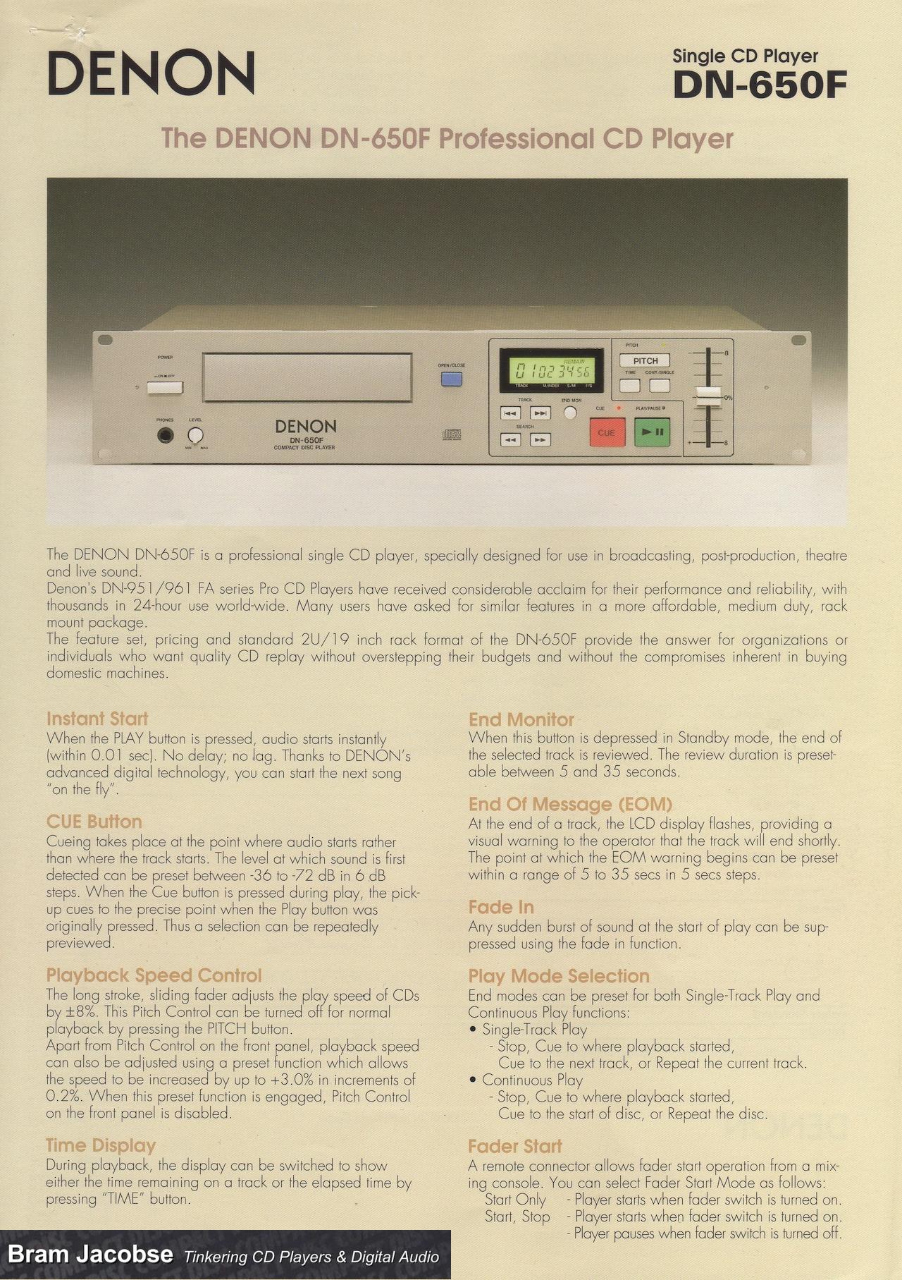 Denon R650 Denon - DN-650F Professional CD Player - Bram Jacobse