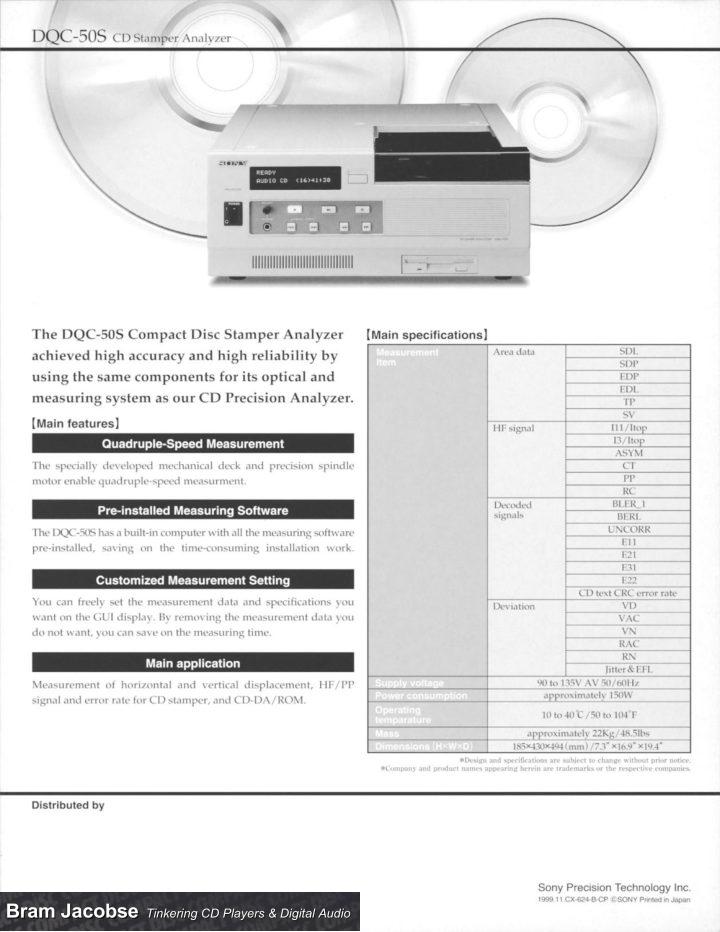 Sony DQC-50S : CD Stamper Analyzer - Bram Jacobse